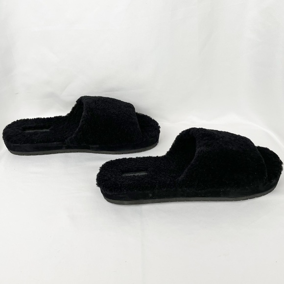 Vince Black Teddy New Zealand Dyed Lamb Fur Cozy Slides Slippers Sz11 NWOB - Picture 9 of 13